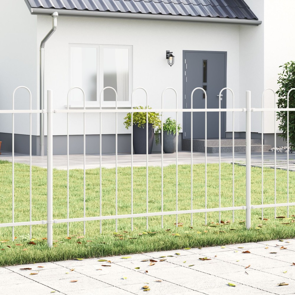 vidaXL Gard alb cu Vârf Hoop - 13.6 x 0.8 m - Oțel