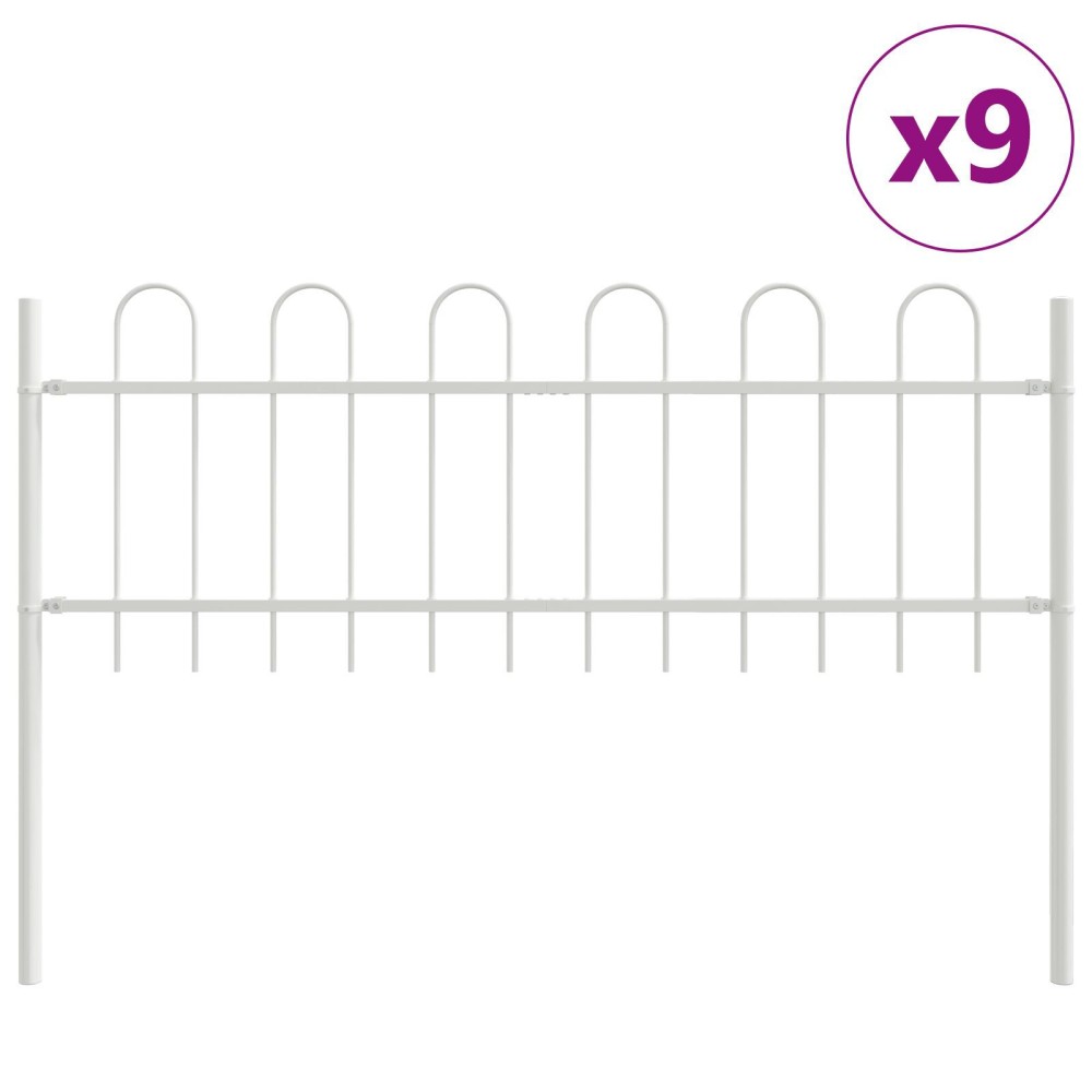 vidaXL Gard alb cu vârf în arc - 15.3 x 0.6 m, din oțel