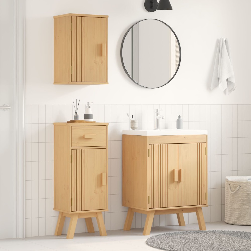 vidaXL Set de Mobilier pentru Baie 3 pcs Maro 114 x 43 x 73.5 cm