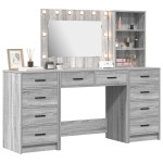 vidaXL Masă de Machiaj cu sertar 3 pcs Gri Sonoma Lemn compozit