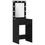 vidaXL Set masă toaletă cu LED, 3 piese, negru, lemn prelucrat