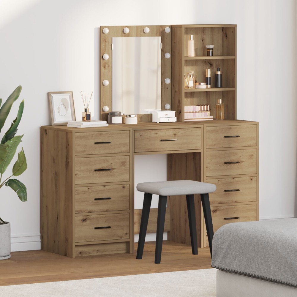 vidaXL Masă de Machiaj 3 pcs Maro 40 x 41 x 135 cm Lemn compozit