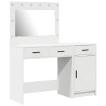 vidaXL Set masă toaletă cu LED, 2 piese, alb, lemn prelucrat