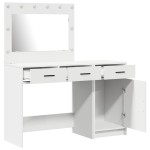 vidaXL Set masă toaletă cu LED, 2 piese, alb, lemn prelucrat