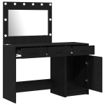 vidaXL Set masă toaletă cu LED, 2 piese, negru, lemn prelucrat
