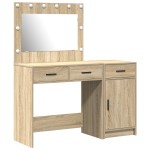 vidaXL Set masă toaletă cu LED, 2 piese, stejar sonoma, lemn prelucrat
