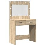 vidaXL Set masă toaletă cu LED, 2 piese, stejar sonoma, lemn prelucrat