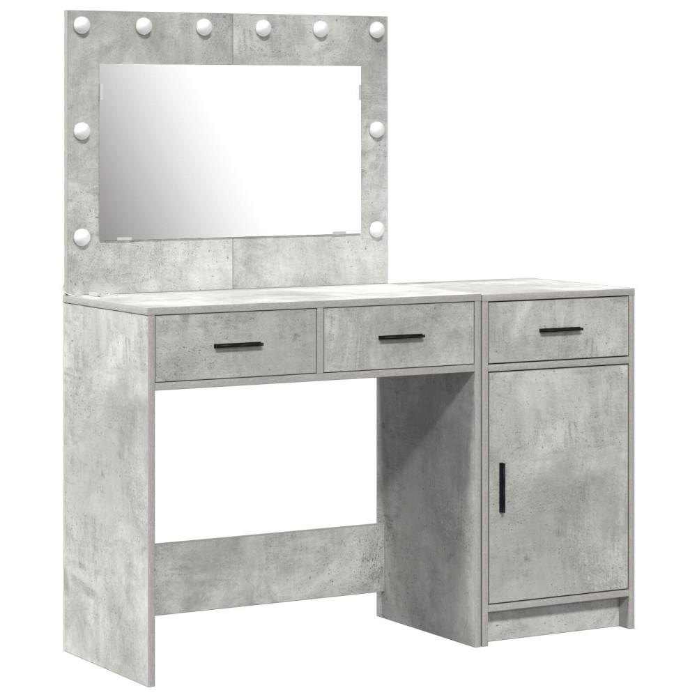 Set de toaletă 2 piese cu LED Gri beton din lemn prelucrat