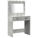 Set de toaletă 2 piese cu LED Gri beton din lemn prelucrat Set de toaletă 2 piese cu LED Gri beton din lemn prelucrat
