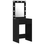 vidaXL Set masă toaletă cu LED, 2 piese, negru, lemn prelucrat