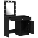 vidaXL Set masă toaletă cu LED, 2 piese, negru, lemn prelucrat