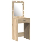 vidaXL Set masă toaletă cu LED, 2 piese, stejar sonoma, lemn prelucrat