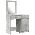 vidaXL Set masă toaletă cu LED, 2 piese, gri beton, lemn prelucrat