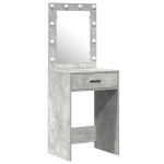 vidaXL Set masă toaletă cu LED, 2 piese, gri beton, lemn prelucrat