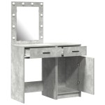 vidaXL Set masă toaletă cu LED, 2 piese, gri beton, lemn prelucrat