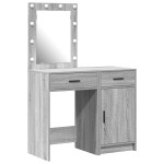 vidaXL Set masă toaletă cu LED, 2 piese, gri sonoma, lemn prelucrat