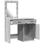 vidaXL Set masă toaletă cu LED, 2 piese, gri sonoma, lemn prelucrat