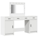 vidaXL Set masă toaletă cu LED, 3 piese, alb, lemn prelucrat