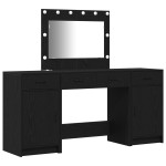vidaXL Set masă toaletă cu LED, 3 piese, negru, lemn prelucrat