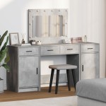 vidaXL Set masă toaletă cu LED, 3 piese, gri beton, lemn prelucrat