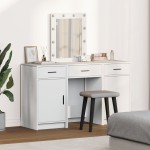 vidaXL Set masă toaletă cu LED 3 piese, alb, lemn prelucrat