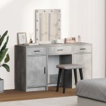 vidaXL Set masă toaletă cu LED 3 piese, gri beton, lemn prelucrat