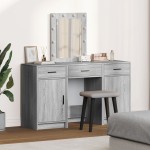 vidaXL Set masă toaletă cu LED 3 piese, gri sonoma, lemn prelucrat