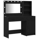 vidaXL Set masă toaletă cu LED, 2 piese, negru, lemn prelucrat