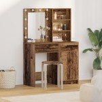 vidaXL Set masă de toaletă cu LED 2 pcs Lemn vechi Lemn compozit