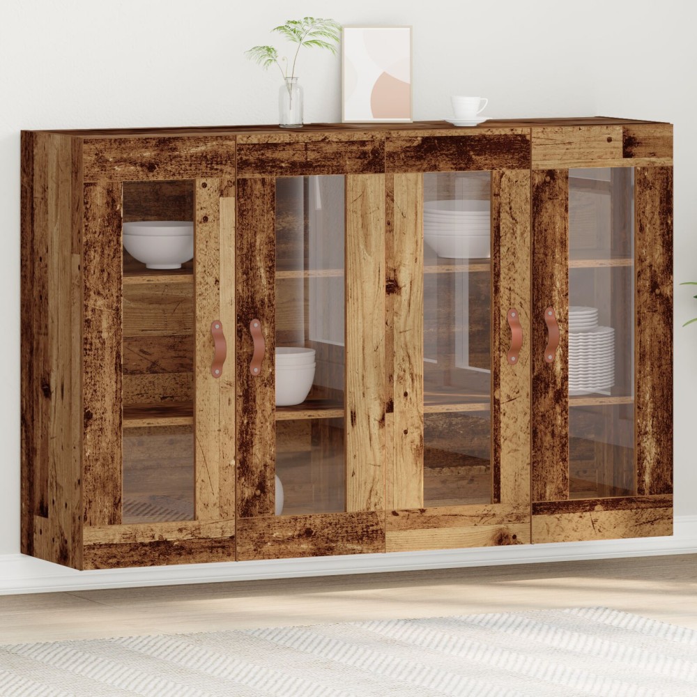 vidaXL Dulap montat pe perete 2 pcs Lemn vechi 69.5 x 34 x 90 cm