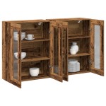 vidaXL Dulap montat pe perete 2 pcs Lemn vechi 69.5 x 34 x 90 cm