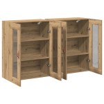 vidaXL Dulap montat pe perete 2 pcs stejar artizanal 69.5 x 34 x 90 cm