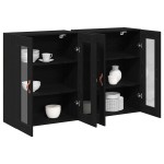 vidaXL Dulap montat pe perete 2 pcs Stejar negru 69.5 x 34 x 90 cm