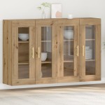 vidaXL Dulap montat pe perete 2 pcs stejar artizanal 69.5 x 34 x 90 cm