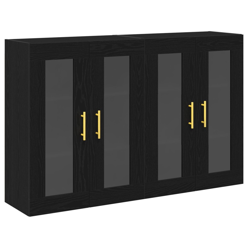 vidaXL Dulap montat pe perete 2 pcs Stejar negru 69.5 x 34 x 90 cm
