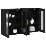 vidaXL Dulap montat pe perete 2 pcs Stejar negru 69.5 x 34 x 90 cm