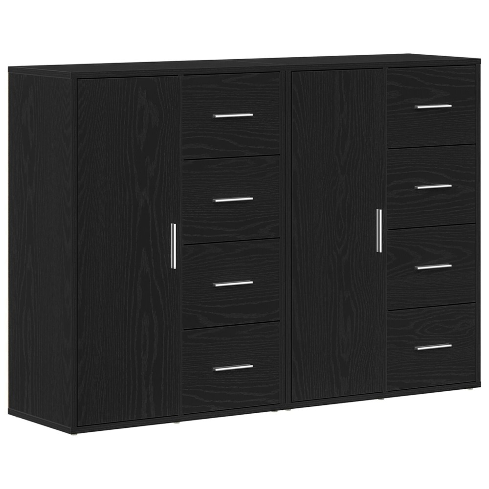 vidaXL Bufete 2 buc Negru Stejar 60x31x84 cm Lemn Ingineresc
