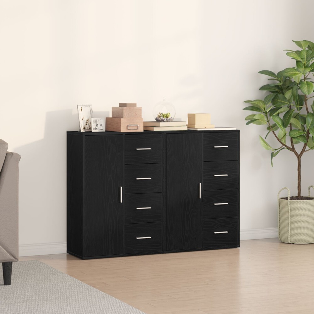 vidaXL Bufete 2 buc Negru Stejar 60x31x84 cm Lemn Ingineresc