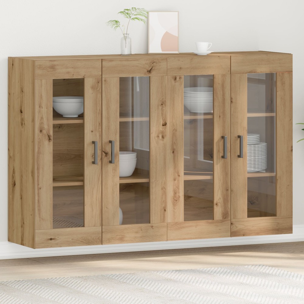 vidaXL Dulap montat pe perete 2 pcs stejar artizanal 69.5 x 34 x 90 cm