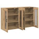 vidaXL Dulap montat pe perete 2 pcs stejar artizanal 69.5 x 34 x 90 cm