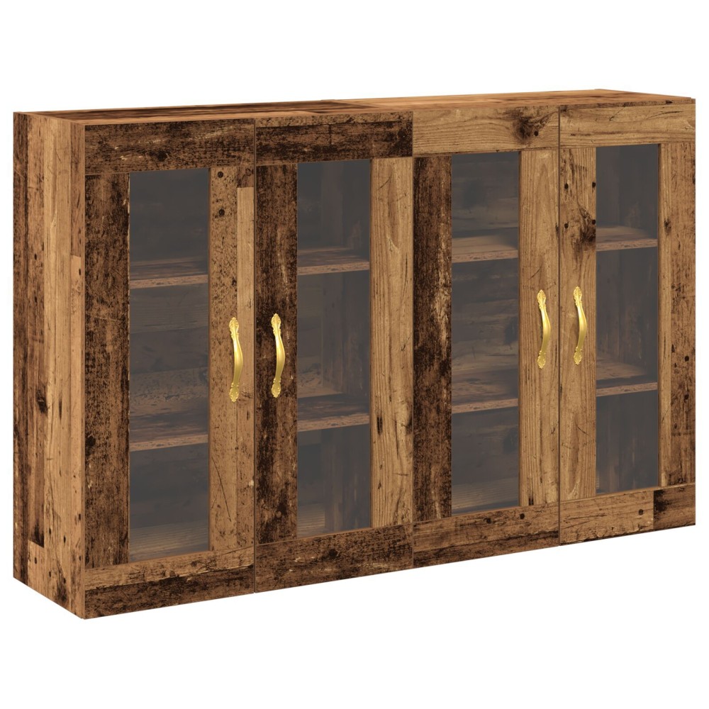 vidaXL Dulap montat pe perete 2 pcs Lemn vechi 69.5 x 34 x 90 cm