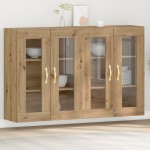 vidaXL Dulap montat pe perete 2 pcs stejar artizanal 69.5 x 34 x 90 cm