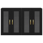 vidaXL Dulap montat pe perete 2 pcs Stejar negru 69.5 x 34 x 90 cm