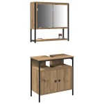 vidaXL Set de mobilier pentru baie cu ușă 2 pcs Maro 60 x 30 x 60 cm vidaXL Set de mobilier pentru baie cu ușă 2 pcs Maro 60 x 30 x 60 cm