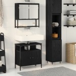 vidaXL Set de mobilier pentru baie cu ușă 2 pcs Negru 60 x 30 x 60 cm vidaXL Set de mobilier pentru baie cu ușă 2 pcs Negru 60 x 30 x 60 cm