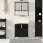 vidaXL Set de mobilier pentru baie cu ușă 2 pcs Negru 60 x 30 x 60 cm vidaXL Set de mobilier pentru baie cu ușă 2 pcs Negru 60 x 30 x 60 cm
