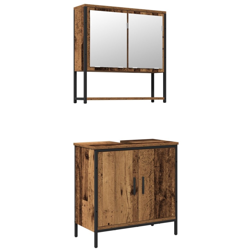 vidaXL Set de mobilier pentru baie cu ușă 2 pcs Maro 60 x 30 x 60 cm