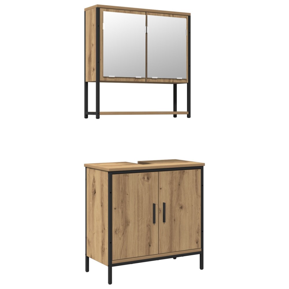 vidaXL Set de mobilier pentru baie cu ușă 2 pcs Maro 60 x 30 x 60 cm