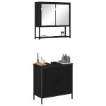 vidaXL Set de mobilier pentru baie cu ușă 2 pcs Negru 60 x 30 x 60 cm vidaXL Set de mobilier pentru baie cu ușă 2 pcs Negru 60 x 30 x 60 cm
