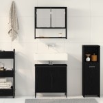 vidaXL Set de mobilier pentru baie cu ușă 2 pcs Negru 60 x 30 x 60 cm vidaXL Set de mobilier pentru baie cu ușă 2 pcs Negru 60 x 30 x 60 cm